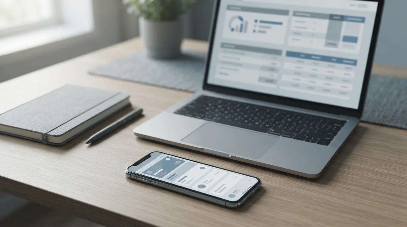 Smartphone mit PayPal-Zahlungsbildschirm und Laptop auf ruhigem Schreibtisch