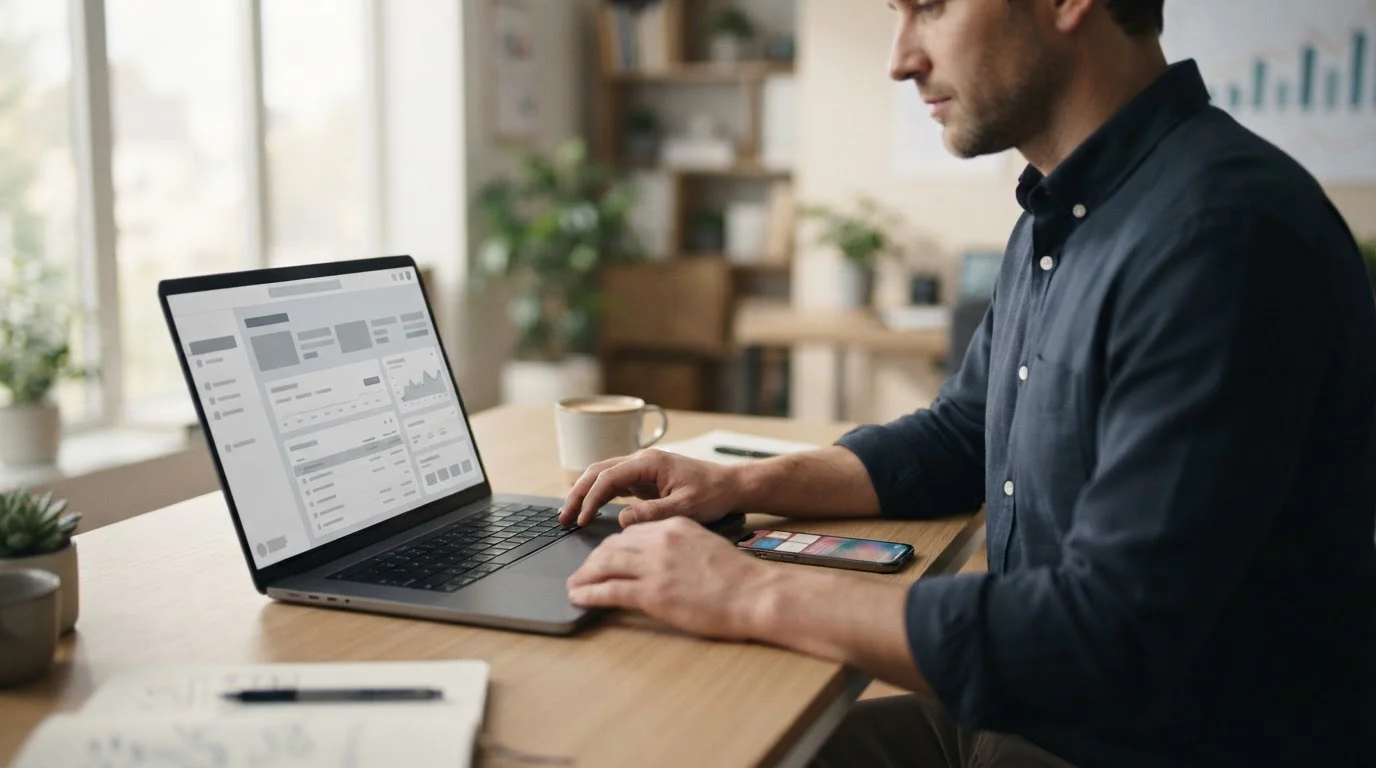 Desktop mit Smartphone und abstrakten Banküberweisungs-Symbolen für Sportwetten