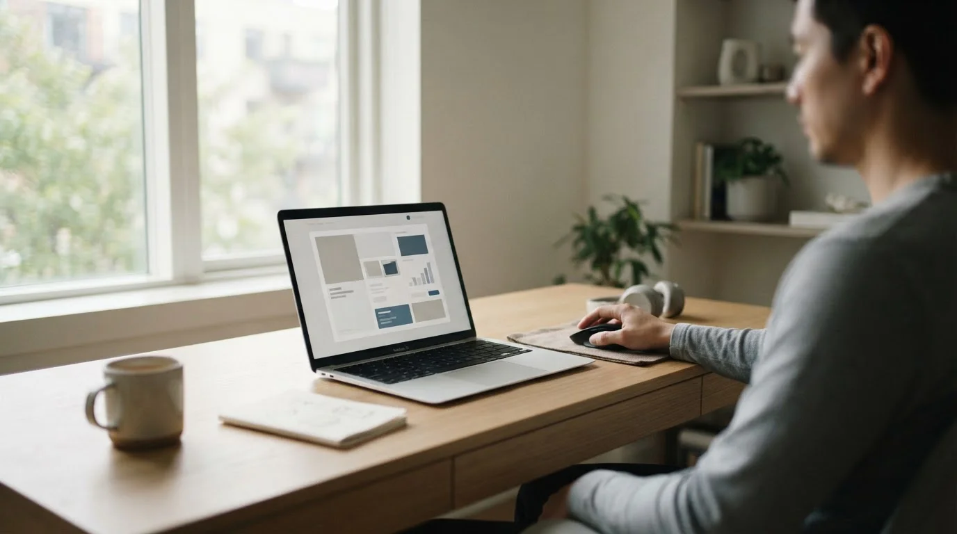 Laptop auf Schreibtisch zeigt abstraktes Wettportal mit Prepaid-Zahlungsoptionen