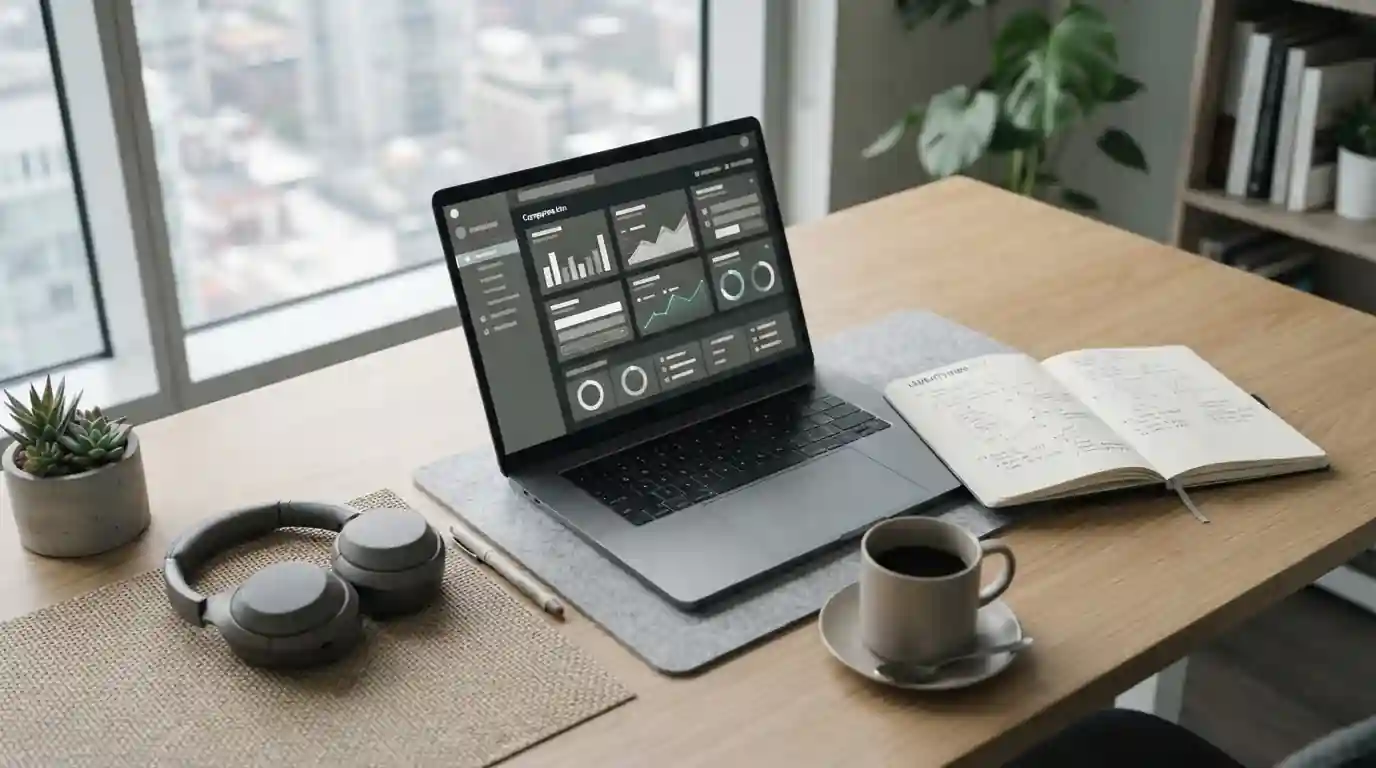 Laptop mit Zahlungsoptionen für Online-Wettanbieter auf neutralem Schreibtisch