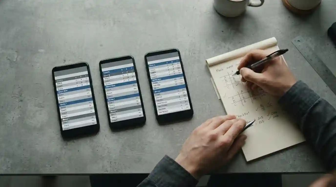 Mehrere Smartphones nebeneinander mit unterschiedlichen App-Oberflächen im Vergleich