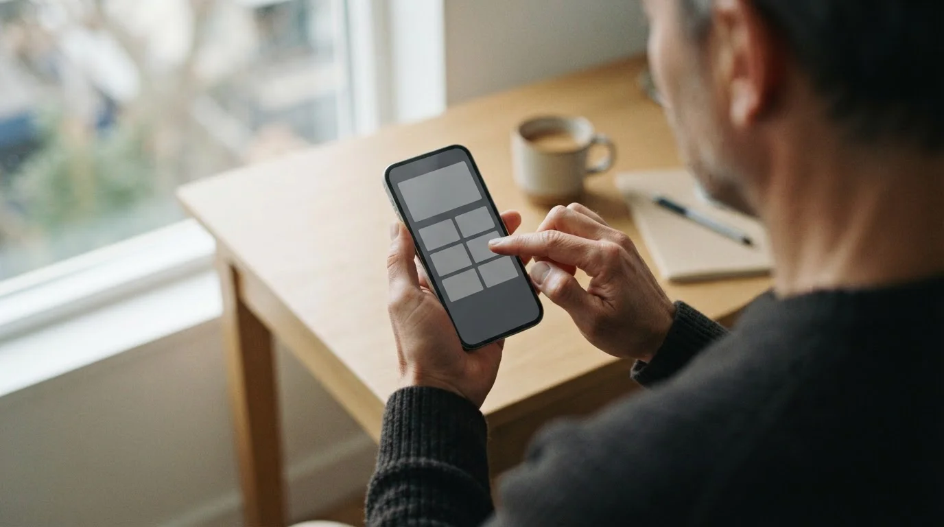 Hand wählt Zahlungsmethode auf Smartphone-Bildschirm aus