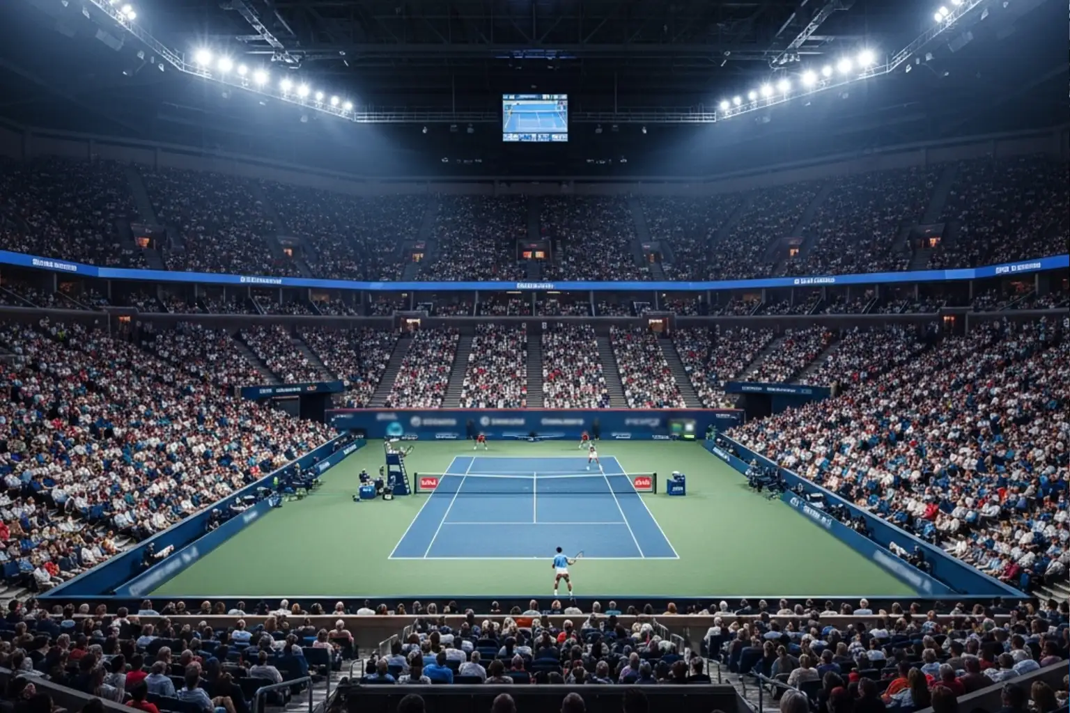 Tennis Stadium während Live-Match für In-Play-Wetten