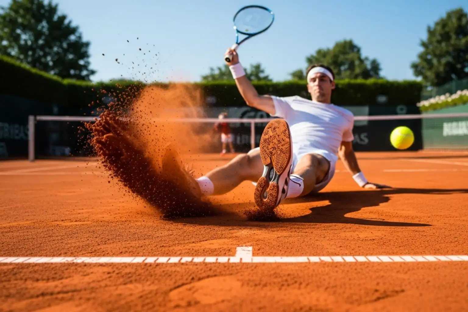 Sandplatz Tennis mit charakteristischem Ballabsprung