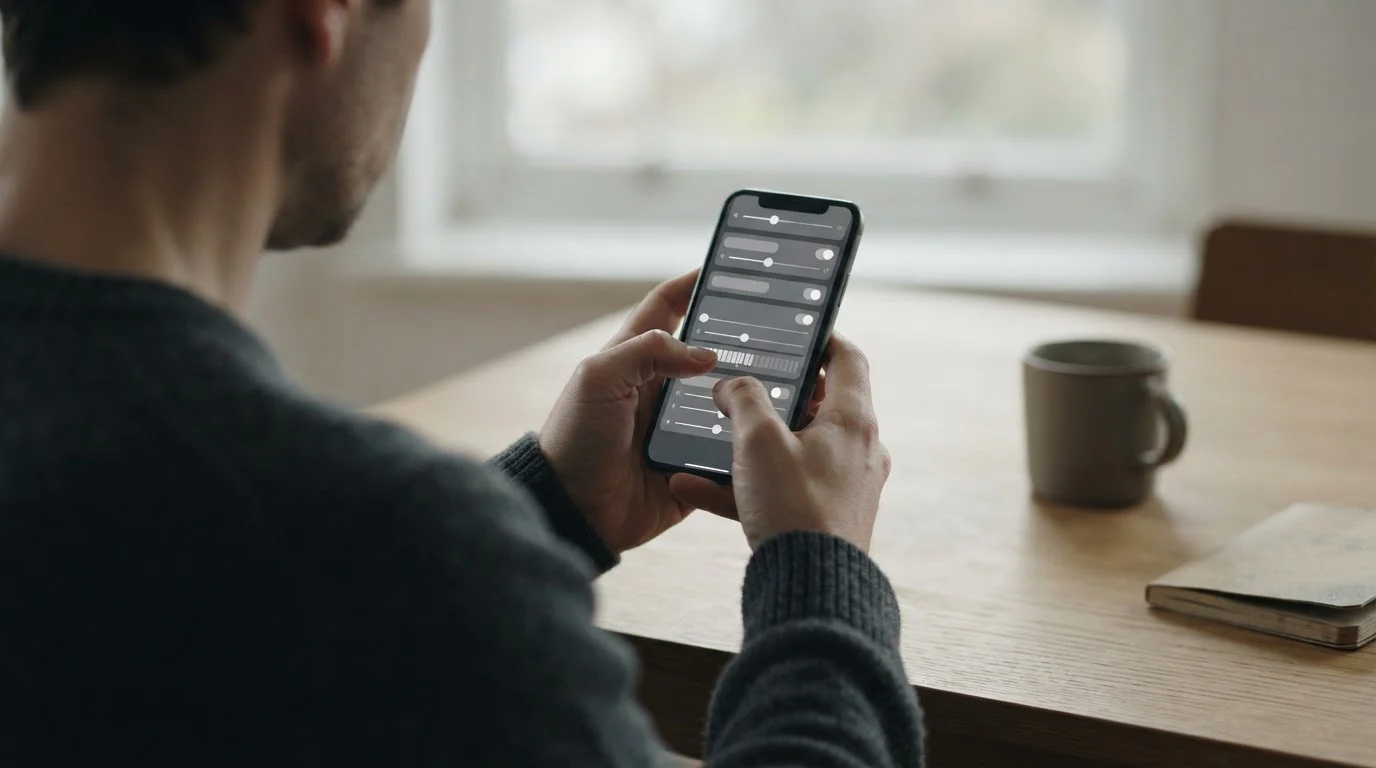 Person setzt bewusst Limits in einer Wett-App zur Kontrolle des eigenen Spielverhaltens