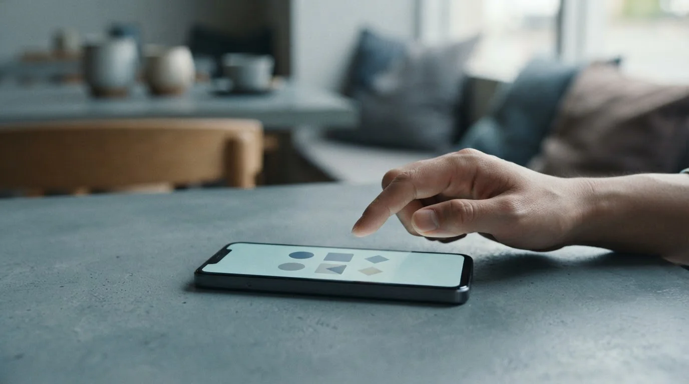 Hand über Smartphone mit verschiedenen abstrakten Zahlungsoptionen auf dem Display