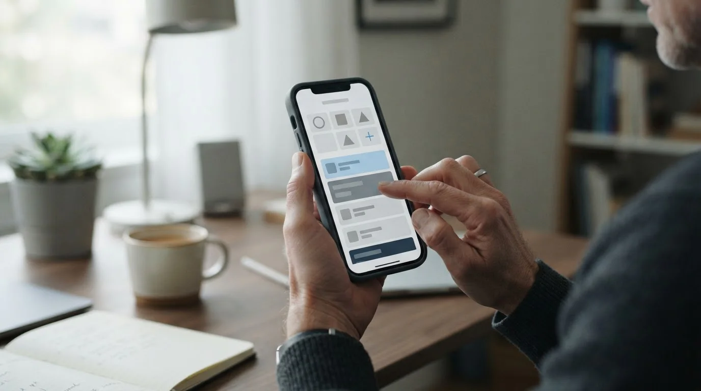 Hand wählt Zahlungsmethode auf mobilem Gerät aus